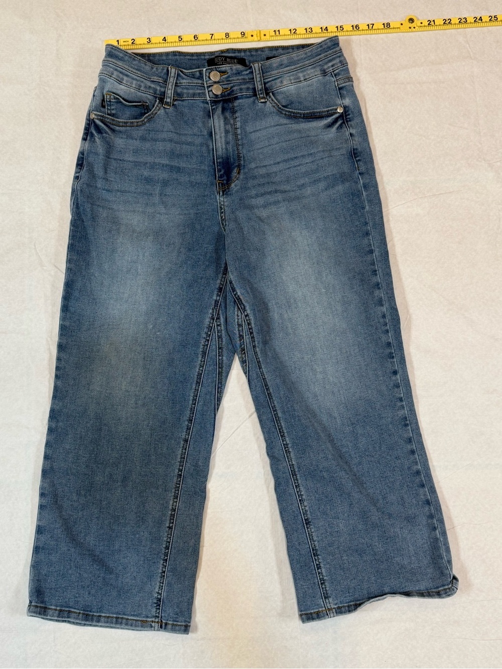 Judy Blue Cool Runnings High Rise Double Button Crop Wide Leg Jeans JB88616